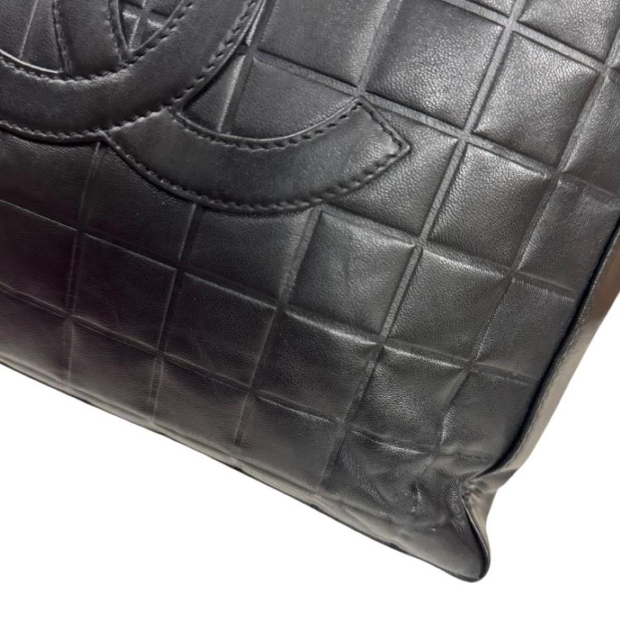 CHANEL シャネル チョコバー トートバッグ ラムスキン ブラック
