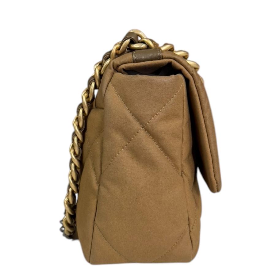 シャネル シャネル19 ショルダーバッグ コットンキャンバス AS1160 ブラウン レディース CHANEL  中古 CHANEL（シャネル） シャネル19 ショルダーバッグ コットンキャンバス