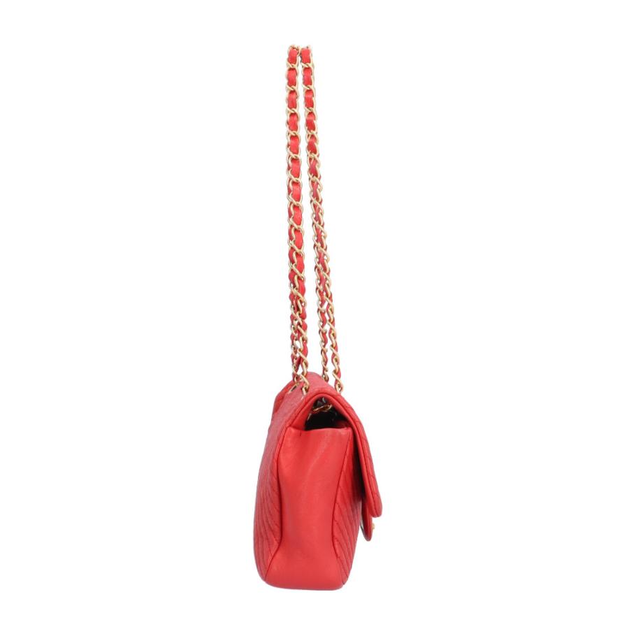 CHANEL（シャネル） Vステッチ ショルダーバッグ レザー レッド