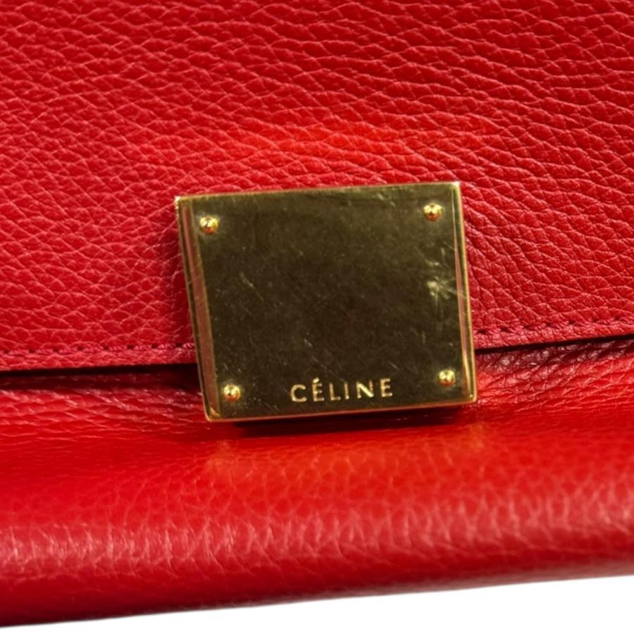 セリーヌ トラペーズ ショルダーバッグ レザー レッド レディース CELINE  中古 CELINE（セリーヌ） トラペーズ ショルダーバッグ レザー レッド