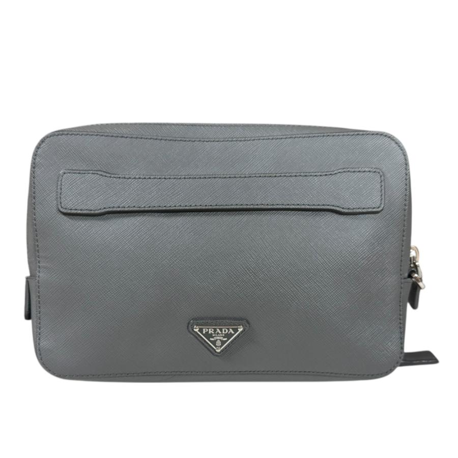 PRADA（プラダ） サフィアーノ セカンドバッグ レザー VR0052 グレー