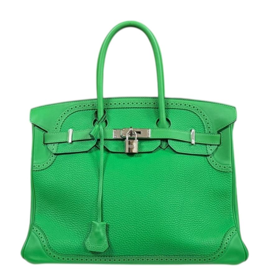 HERMES（エルメス） バーキン35 ギリーズ ハンドバッグ トゴ グリーン 