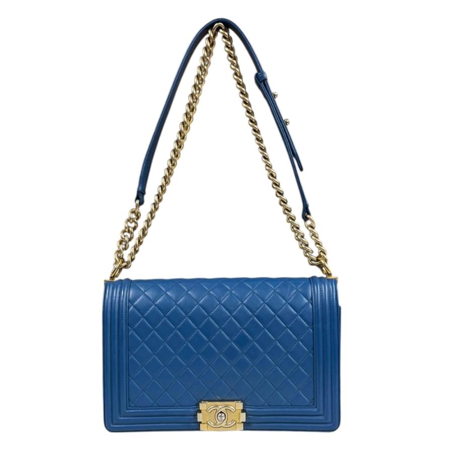 シャネル ボーイシャネル28 ショルダーバッグ レザー ブルー レディース CHANEL  中古 CHANEL（シャネル） ボーイシャネル28 ショルダーバッグ レザー ブルー