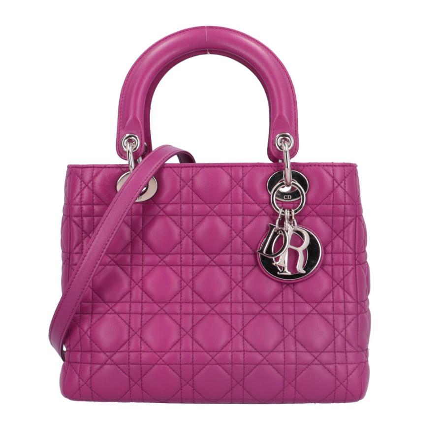 ディオール カナージュ レディディオール ハンドバッグ ショルダーバッグ 2WAY パープル ピンク レザー レディース Dior 【中古】 ディオール レディディオール ミディアム カナージュ ショルダーバッグ