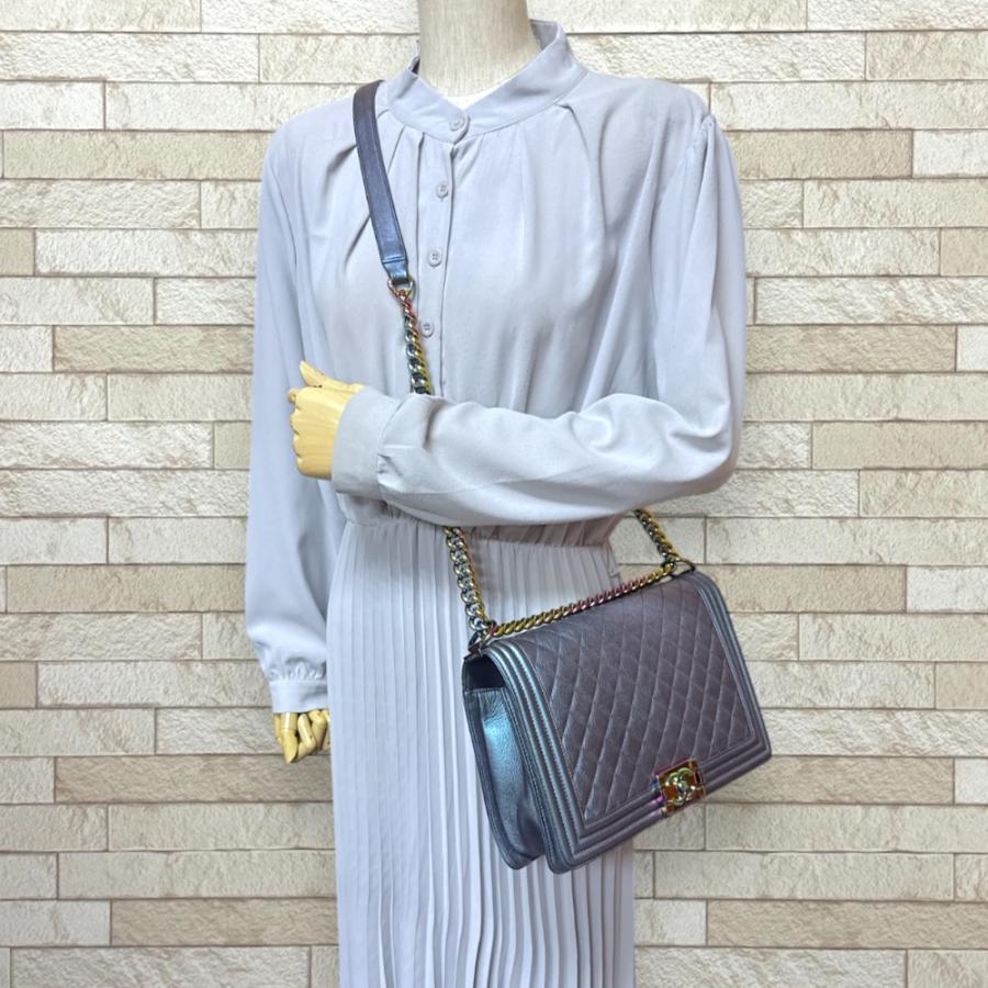 シャネル ボーイシャネル ショルダーバッグ レザー A92193 パープル レディース CHANEL  中古 CHANEL（シャネル） ボーイシャネル ショルダーバッグ レザー A92193