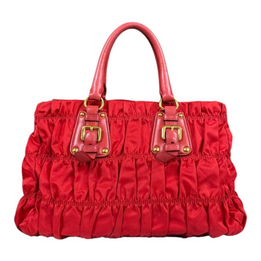 プラダ リボン ハンドバッグ ナイロン レッド レディース PRADA プラダ