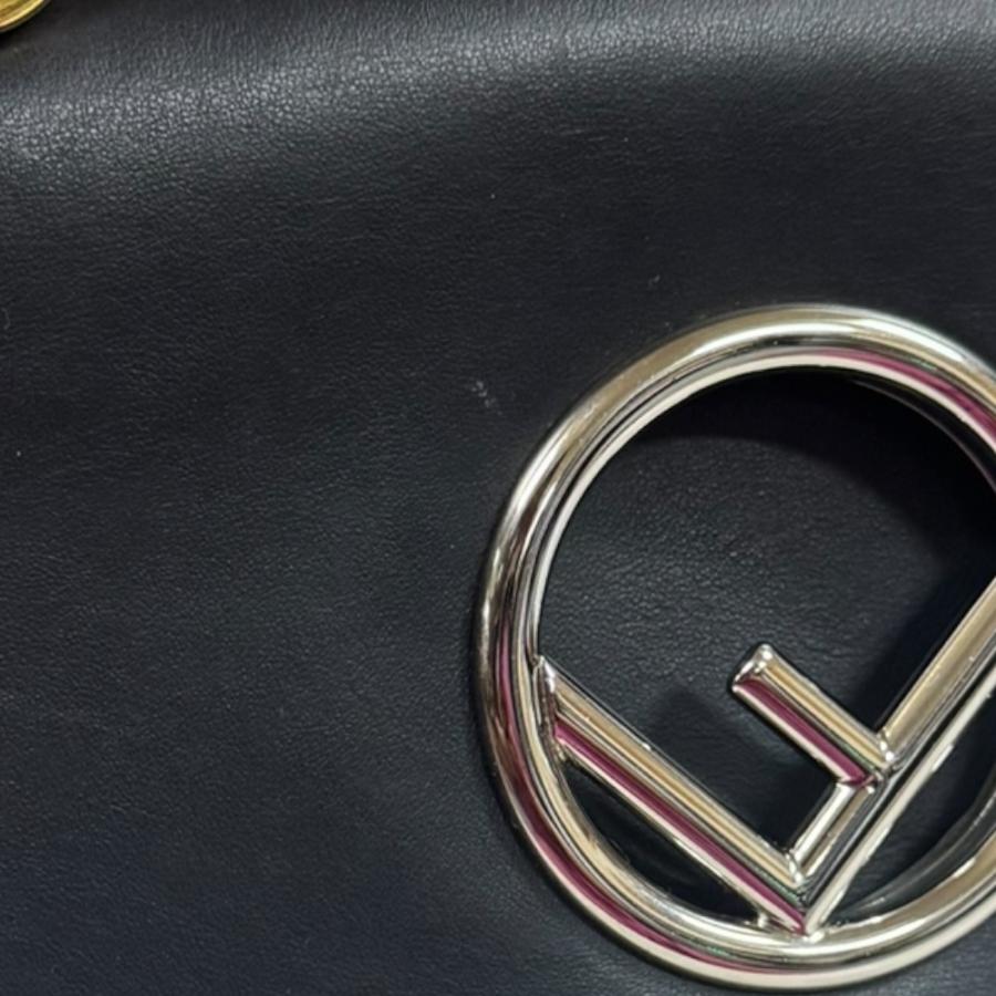 フェンディ ミニ キャナイ エフ ショルダーバッグ レザー 8BT286 ブラック レディース FENDI  中古 FENDI（フェンディ） ミニ キャナイ エフ ショルダーバッグ レザー