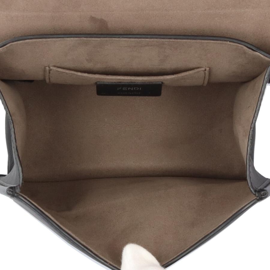 フェンディ ミニ キャナイ エフ ショルダーバッグ レザー 8BT286 ブラック レディース FENDI  中古 FENDI（フェンディ） ミニキャナイ エフ ショルダーバッグ レザー