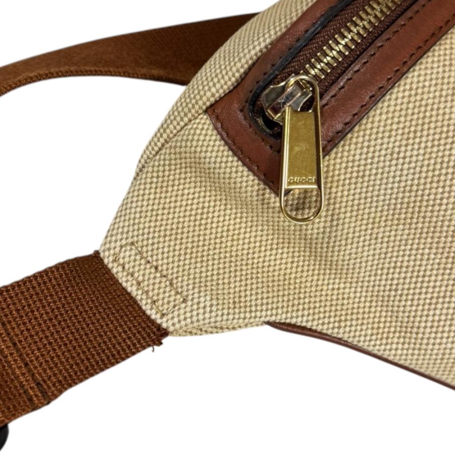 グッチ ヴィンテージ シェリーライン ボディバッグ 575082 ブラウン キャンバス レザー レディース GUCCI 【中古】 GUCCI（グッチ） ヴィンテージキャンバスベルトバッグ シェリーライン