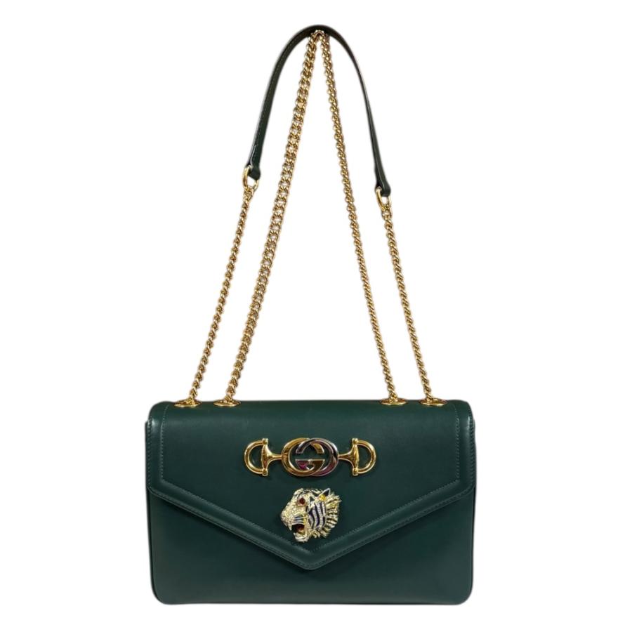 グッチ ラジャ ショルダーバッグ レザー 537241 グリーン レディース GUCCI  中古 GUCCI（グッチ） ラジャ ショルダーバッグ レザー 537241 グリーン