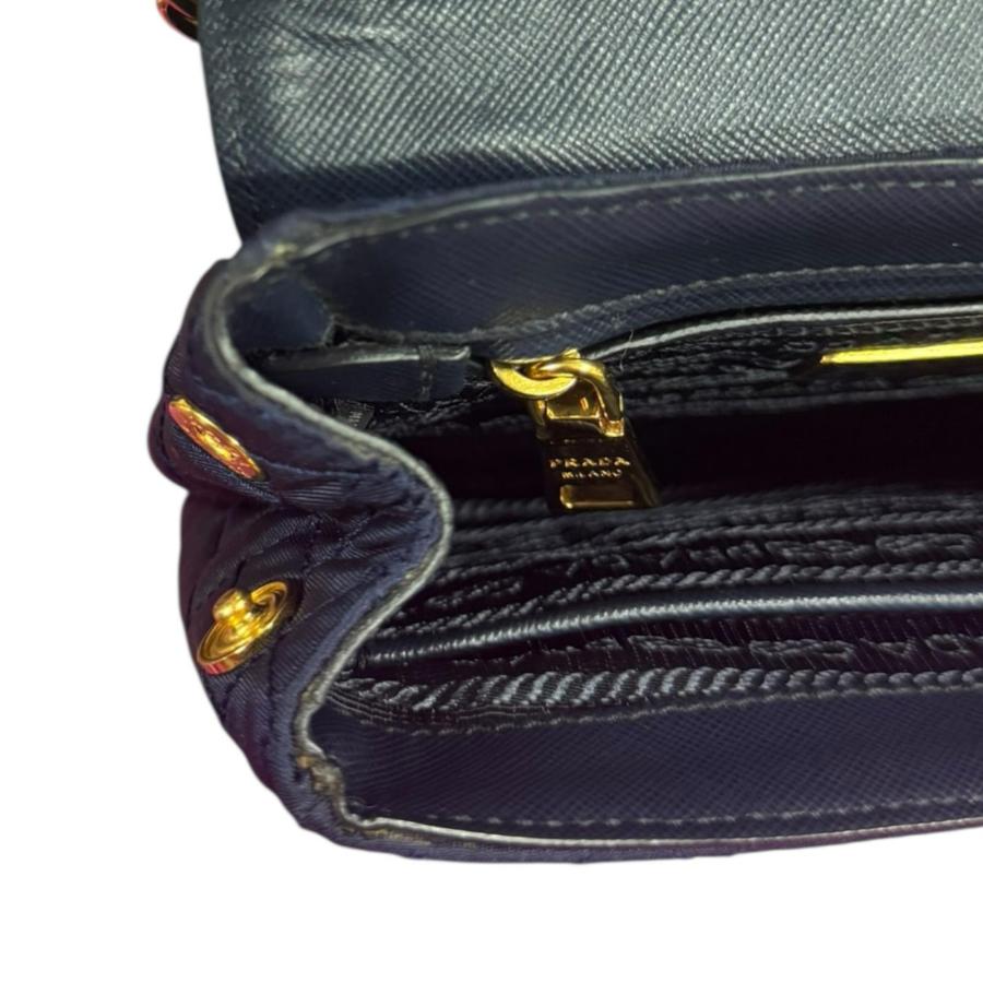 PRADA（プラダ） キルティング ショルダーバッグ ナイロン ネイビー