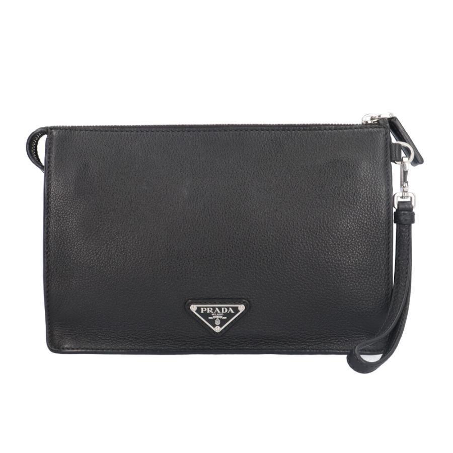 PRADA（プラダ） セカンドバッグ レザー 2VF006 ブラック メンズ 中古