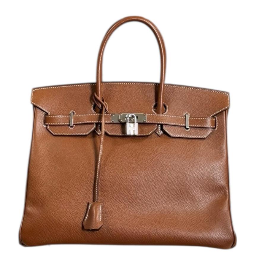 エルメスブラウンレザーキャンバスハンドバッグ HERMES（エルメス） バーキン35 ハンドバッグ ヴォーエプソン ブラウン
