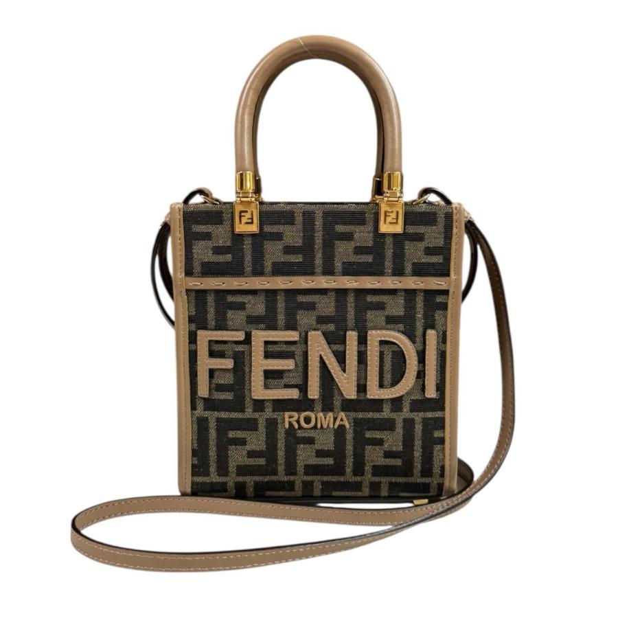 フェンディ サンシャインショッパースモール ズッカ ショルダーバッグ 8BS092 ブラウン レディース FENDI  中古 R&Kリサイクルキング FENDI（フェンディ） サンシャインショッパースモール ズッカ