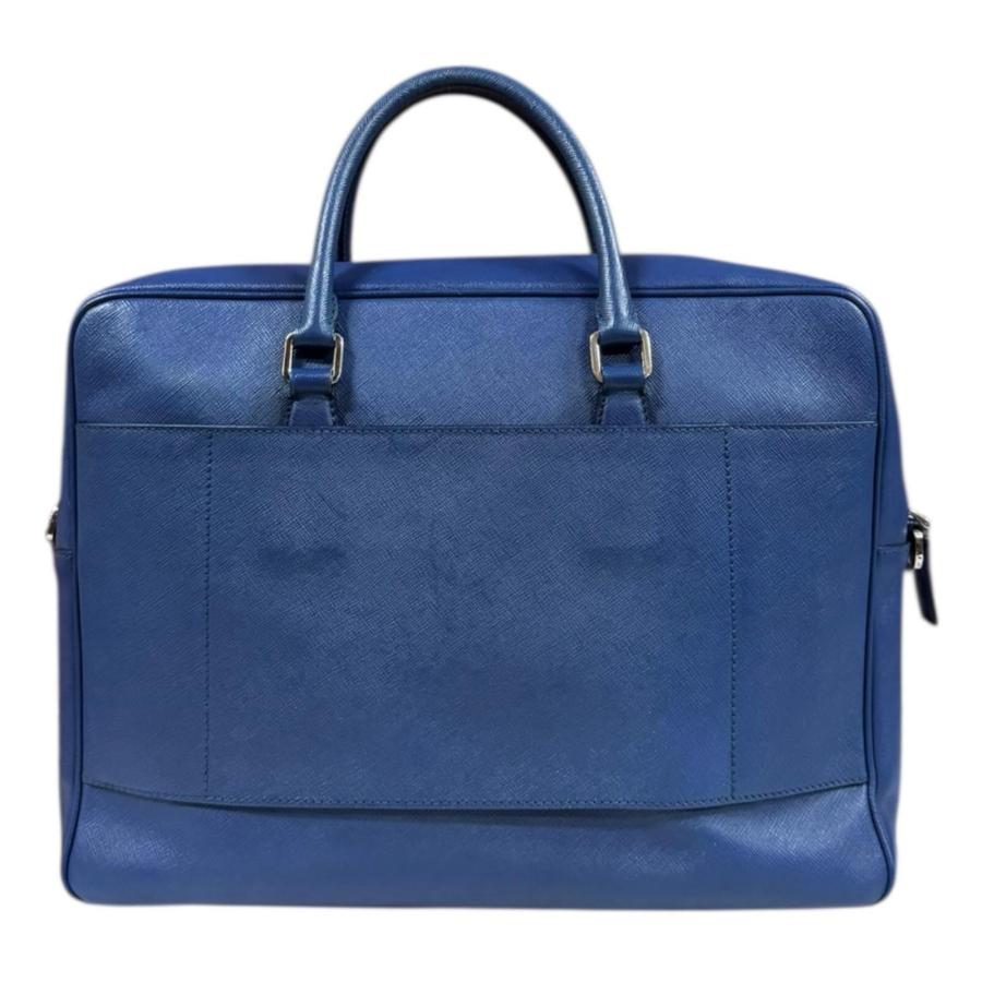 PRADA（プラダ） サフィアーノ ビジネスバッグ レザー ブルー メンズ
