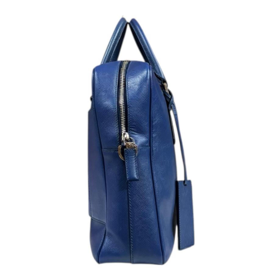 PRADA（プラダ） サフィアーノ ビジネスバッグ レザー ブルー メンズ