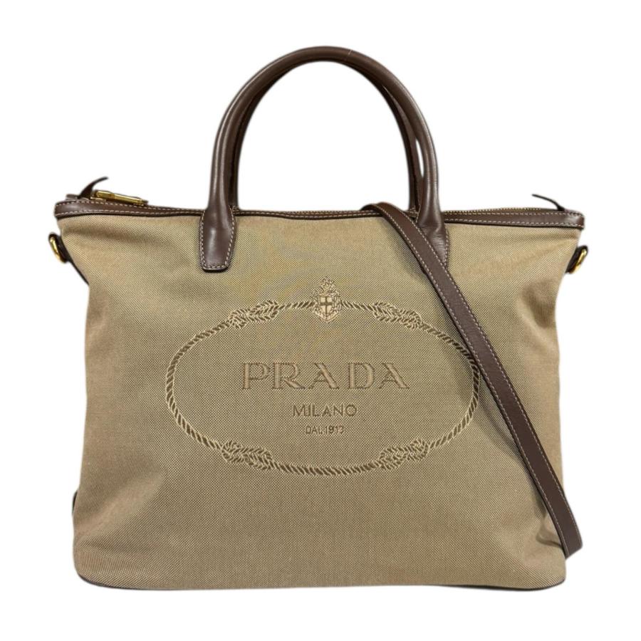 PRADA（プラダ） ロゴジャガード ショルダーバッグ キャンバス 1BA020