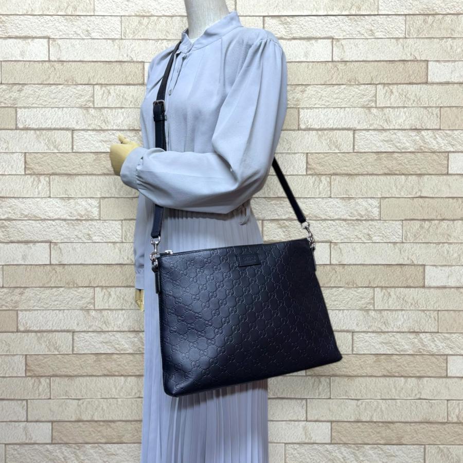 GUCCI（グッチ） グッチシマ ショルダーバッグ レザー 473882 ネイビー