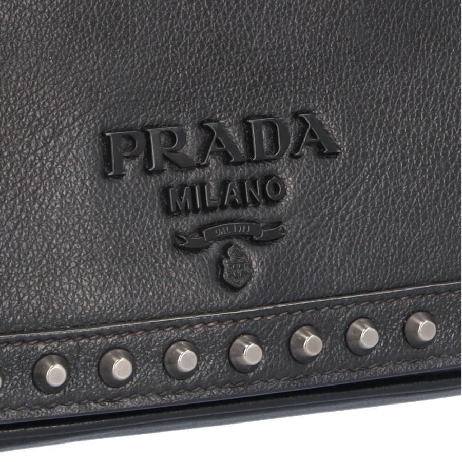 PRADA（プラダ） ロゴ スタッズ ショルダーバッグ レザー 1BD147