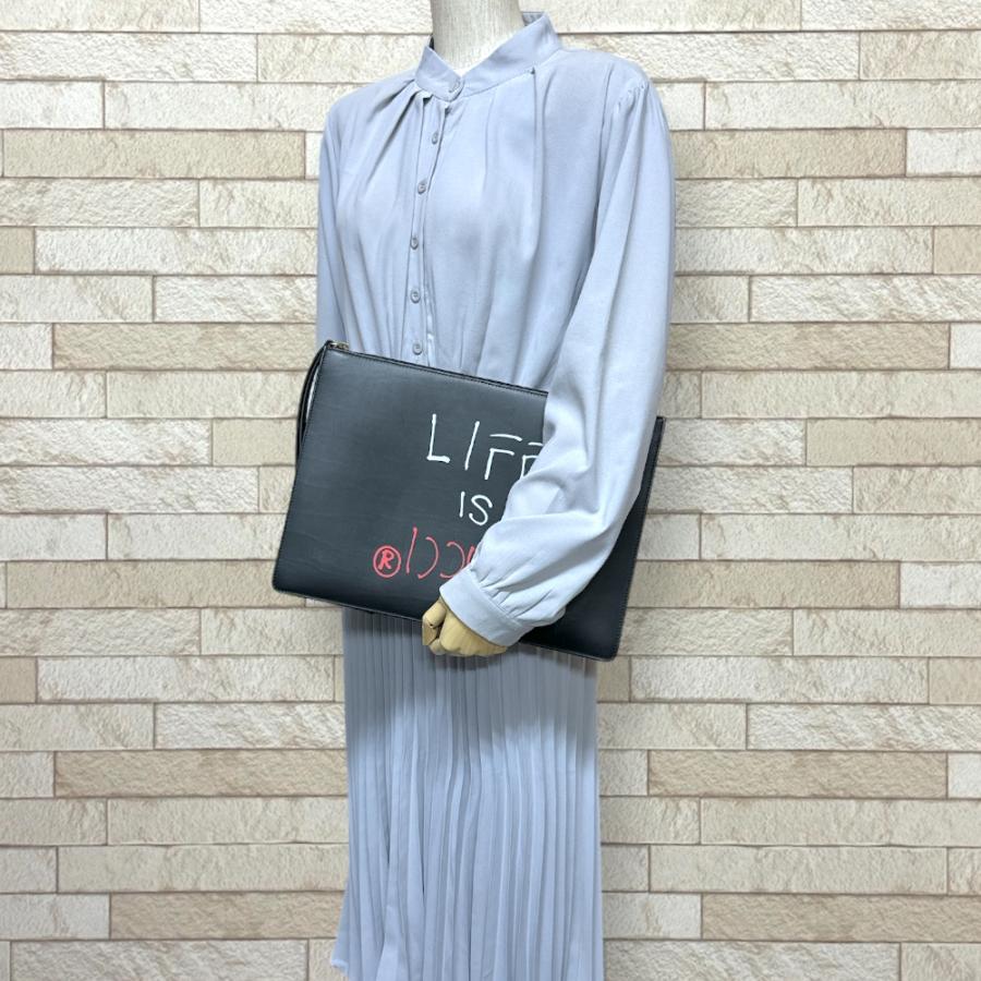 GUCCI（グッチ） ゴースト クラッチバッグ レザー 433665 ブラック