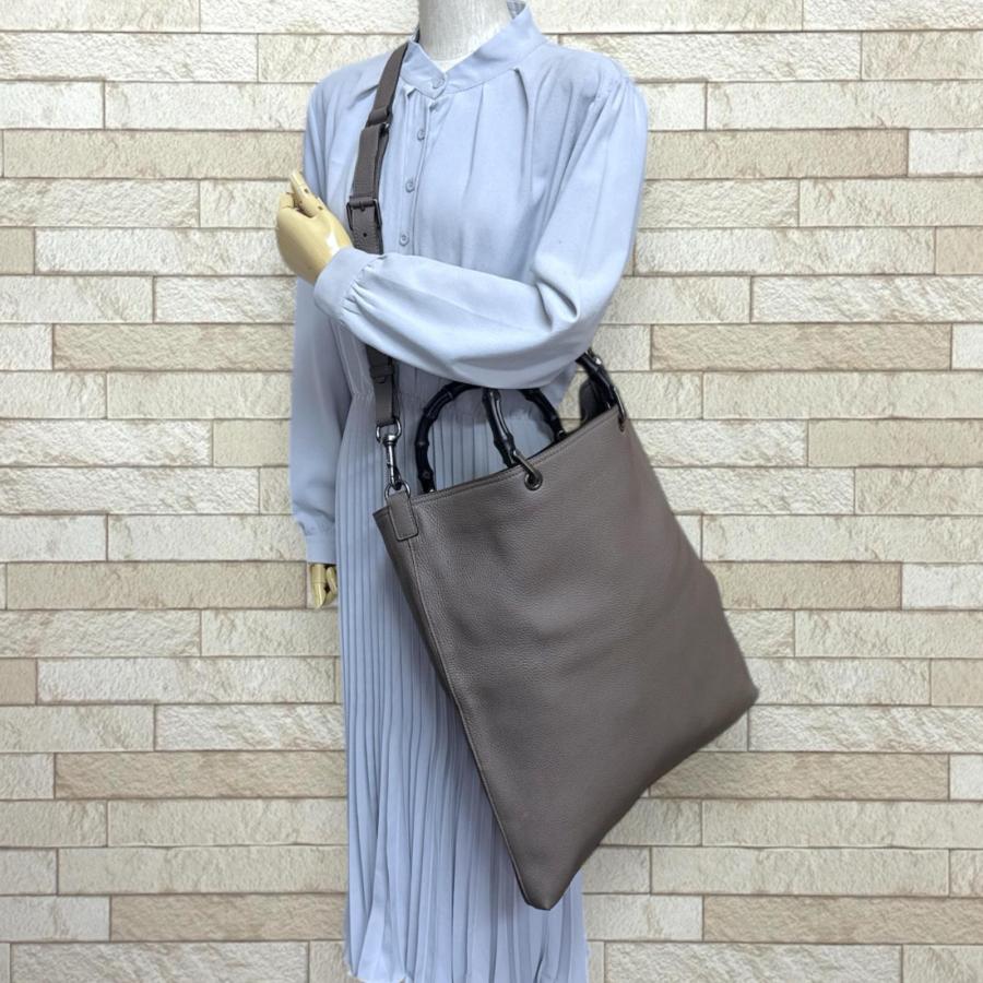 GUCCI（グッチ） バンブー ショルダーバッグ レザー 358217 グレー