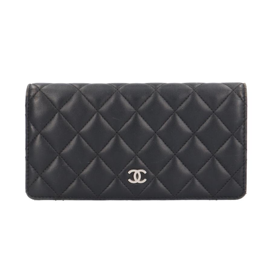 シャネル タイムレスクラシック ロング フラップ ウォレット マトラッセ 長財布 ラムスキン A31509 レディース CHANEL  中古 CHANEL（シャネル） タイムレスクラシック ロング フラップ ウォレット