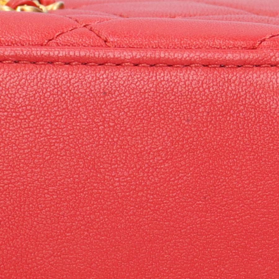 シャネル CHANEL トップハンドルフラップバッグ マトラッセ ショルダーバッグ ラムスキン レッド レディース中古 CHANEL（シャネル） トップハンドルフラップバッグ マトラッセ