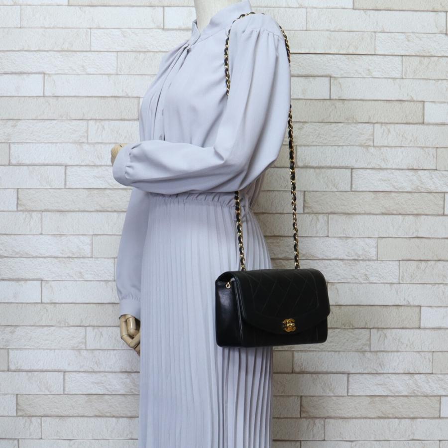 中古 シャネル CHANEL A01164 ４番台 レディース ショルダーバッグ ダイアナ ブラック ラムスキン シャネルダイアナ チェーンショルダー 22cm 42976 ブラック レディース