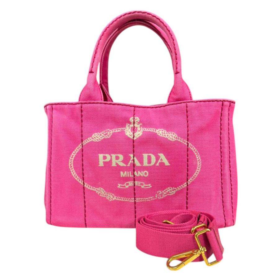 プラダ カナパトートSS ショルダーバッグ キャンバス 1BG439 ピンク レディース PRADA  中古 R&Kリサイクルキング PRADA（プラダ） カナパトートSS ショルダーバッグ キャンバス 1BG439