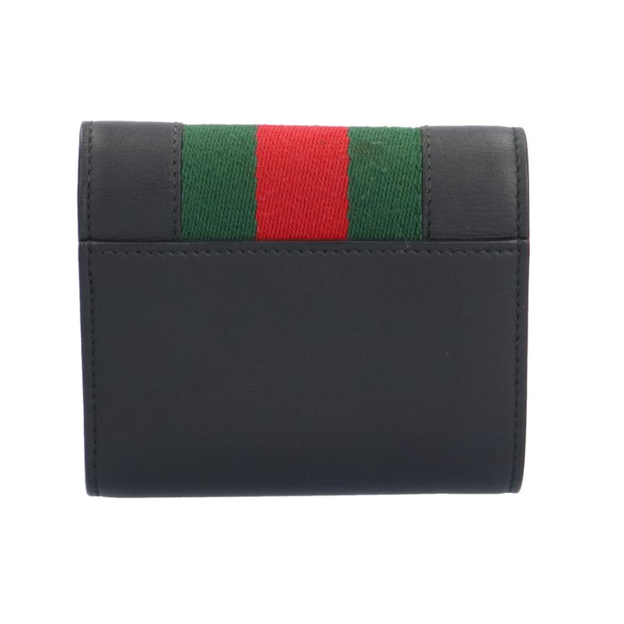 GUCCI グッチ 未使用品 シルヴィ シェリーライン 三つ折り財布 レザー 黒 GUCCI グッチ 未使用品 シルヴィ シェリーライン 三つ折り財布