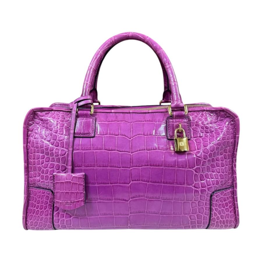 LOEWE（ロエベ） アマソナ36 ハンドバッグ クロコダイル パープル