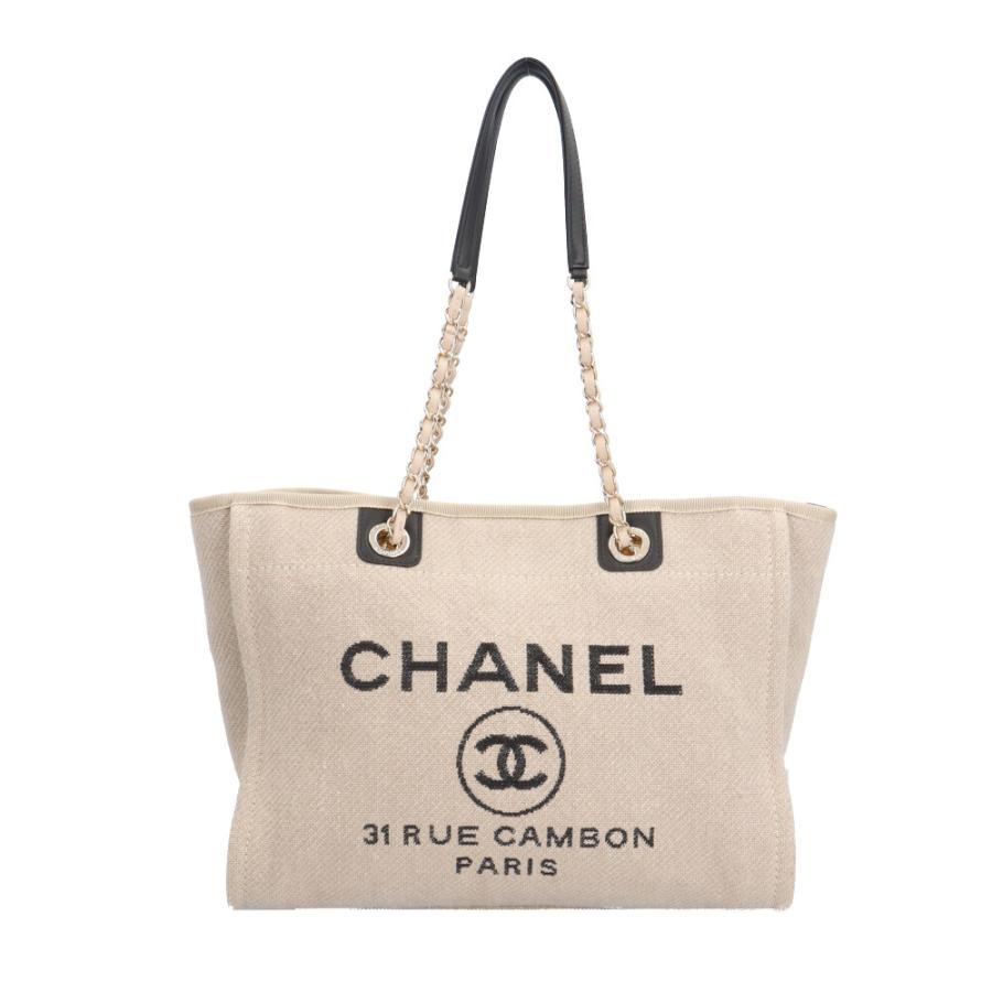 CHANEL トートバッグ/キャンバス/IVO/A67001/ドーヴィルMM_ CHANEL（シャネル） ドーヴィルMM トートバッグ キャンバス A67001