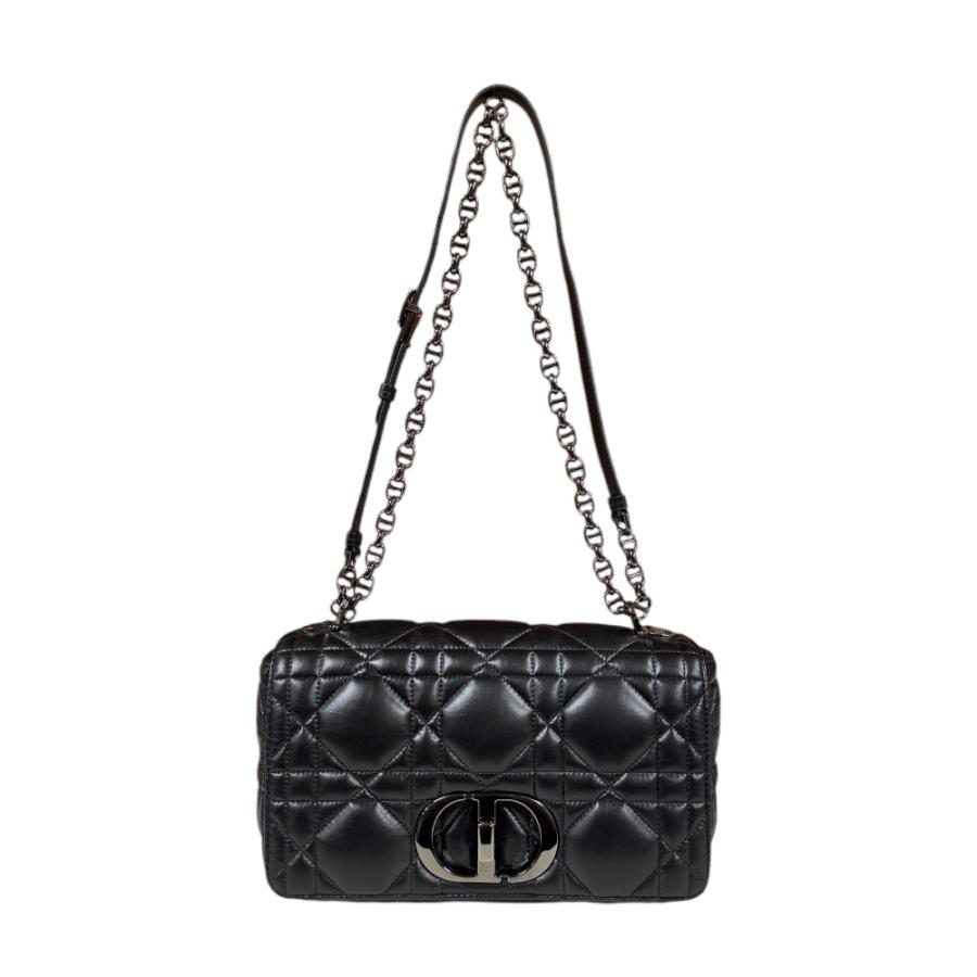 ディオール ディオール カロ ミディアム カナージュ ショルダーバッグ レザー ブラック レディース Dior  中古 ディオール カロ ミディアム カナージュ ショルダーバッグ レザー
