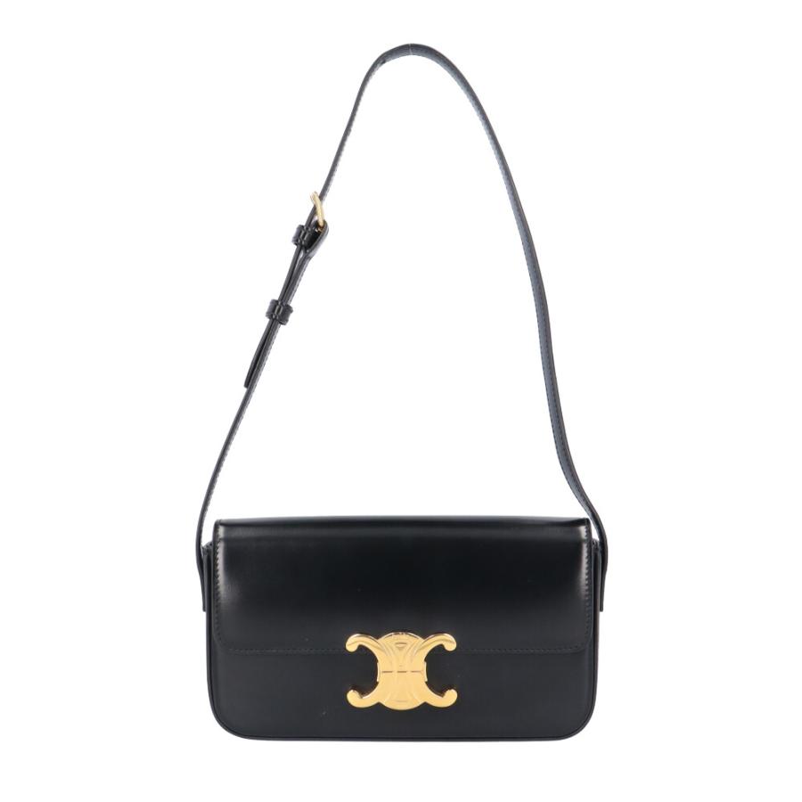 CELINE セリーヌ トリオンフ　ショルダーバッグ ブラック　未使用級 CELINE（セリーヌ） トリオンフ ショルダーバッグ レザー ブラック