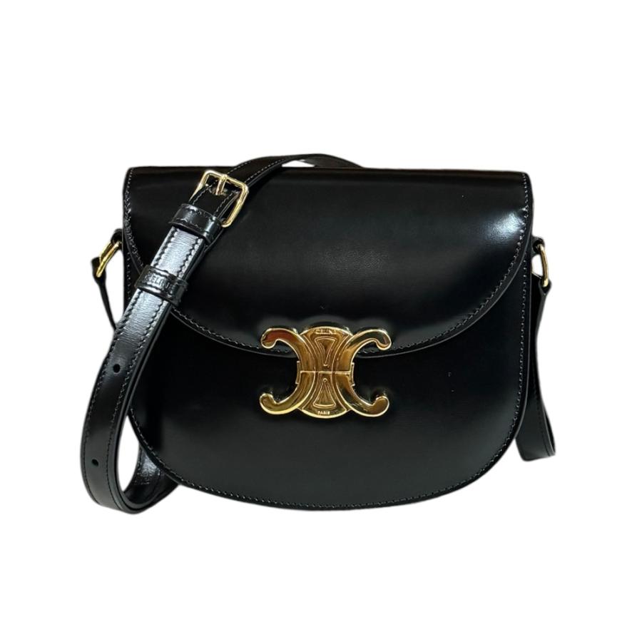 CELINE◇ショルダーバッグ/レザー/ブラック/トリオンフ/セリーヌ CELINE◇ショルダーバッグ/レザー/ブラック/トリオンフ/セリーヌ