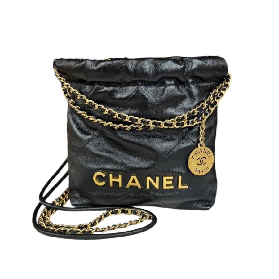シャネル ミニハンドバッグ シャネル22 ショルダーバッグ AS3980 ブラック レディース CHANEL  中古  R&Kリサイクルキング CHANEL（シャネル） ミニハンドバッグ シャネル22 ショルダーバッグ