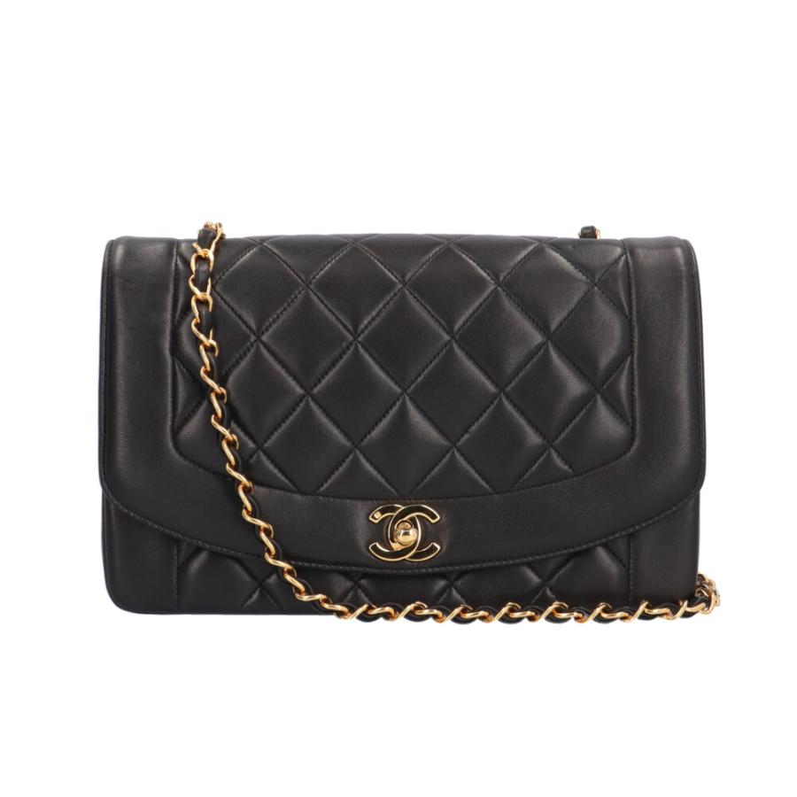 シャネル ダイアナ ショルダーバッグ ラムスキン ブラック レディース CHANEL  中古 CHANEL（シャネル） ダイアナ ショルダーバッグ ラムスキン ブラック