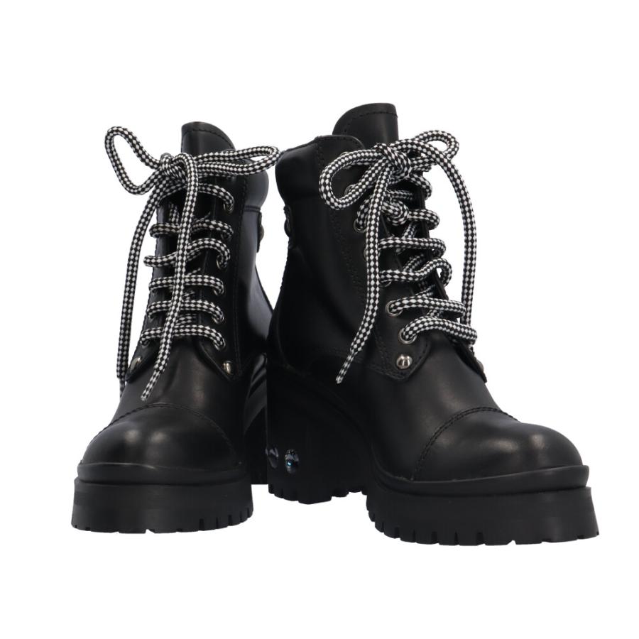 miu miu（ミュウミュウ） レースアップ ブーツ レザー レディース 中古