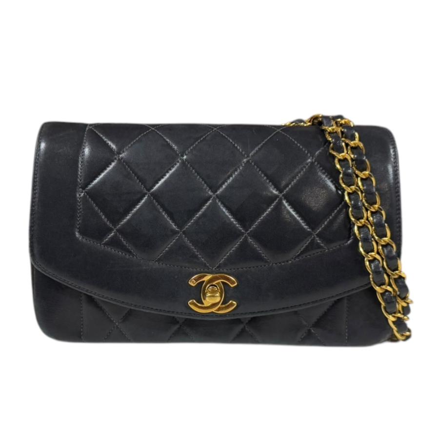 シャネル ダイアナ マトラッセ ショルダーバッグ ラムスキン A01620 ブラック レディース CHANEL  中古 R&Kリサイクルキング CHANEL（シャネル） ダイアナ マトラッセ ショルダーバッグ ラムスキン