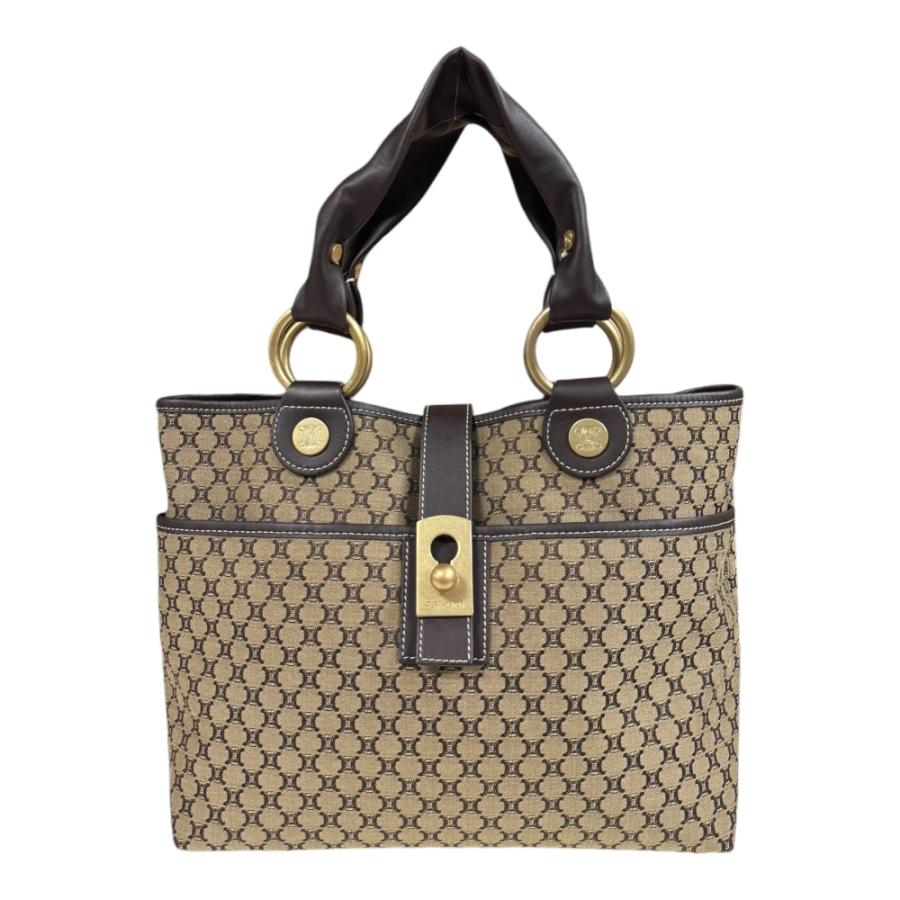 CELINE（セリーヌ） マカダム ハンドバッグ キャンバス ブラウン