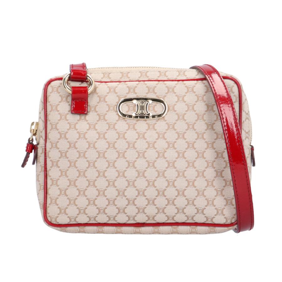セリーヌ マカダム ショルダーバッグ キャンバス ベージュ レディース CELINE  中古 CELINE（セリーヌ） マカダム ショルダーバッグ キャンバス ベージュ