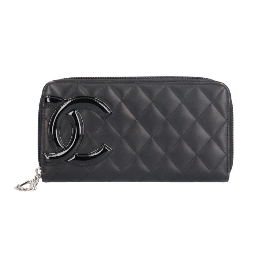 中古CHANEL ブラックレザー 長財布 楽天市場】CHANEL(シャネル）2.55・マトラッセ ZIP長財布 S金具 カード