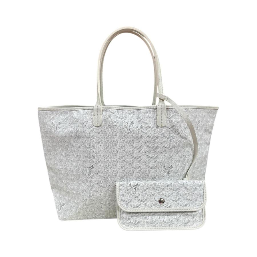 美品　GOYARD ゴヤール 総柄 サンルイ PM トートバッグ ホワイト　白 GOYARD（ゴヤール） サンルイPM トートバッグ PVCコーティング