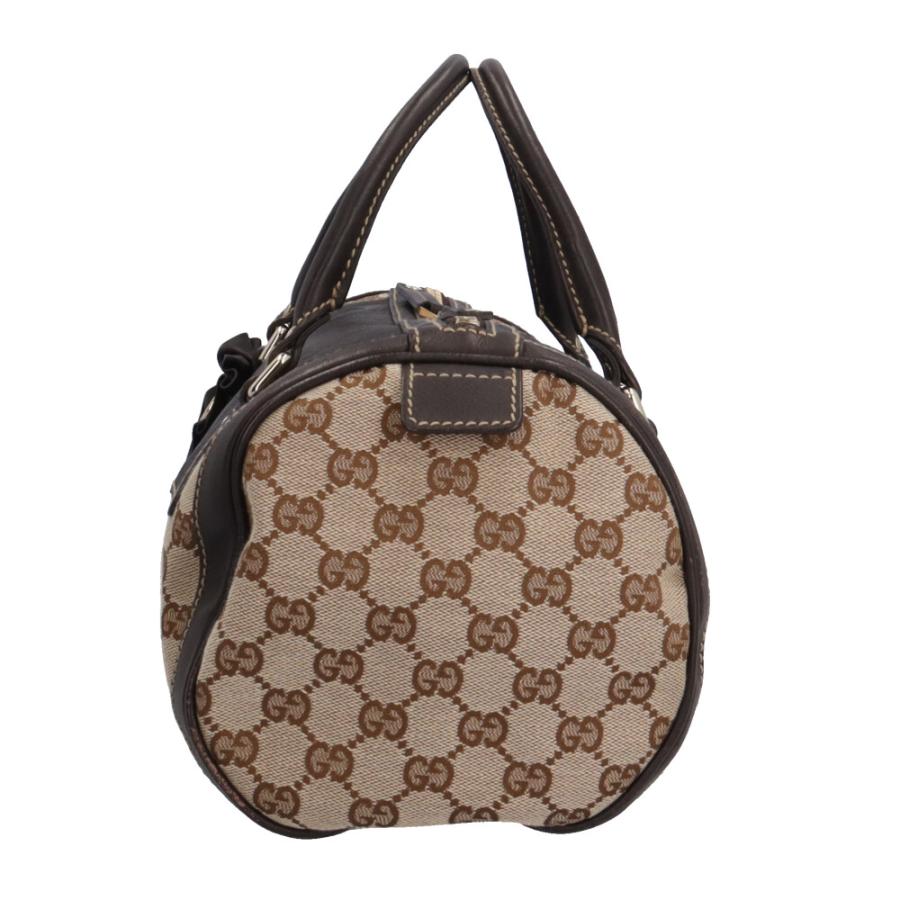 GUCCI GG ボストンバッグ ハンド ブラウン レザー ロゴ 金具 GUCCI（グッチ） ミニボストンバッグ GGキャンバス ハンドバッグ GG