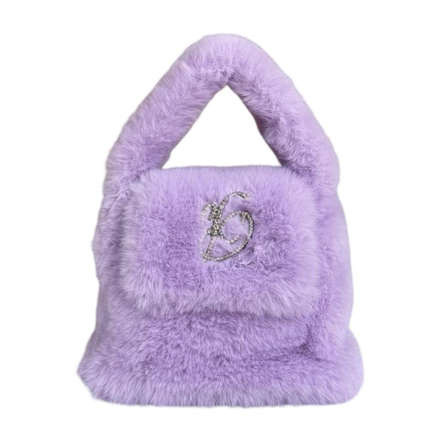 ブルマリン ファーバッグ ハンドバッグ ポリエステル WB0230701 パープル レディース Blumarine  中古 R&Kリサイクルキング ブルマリン ファーバッグ ハンドバッグ ポリエステル WB0230701