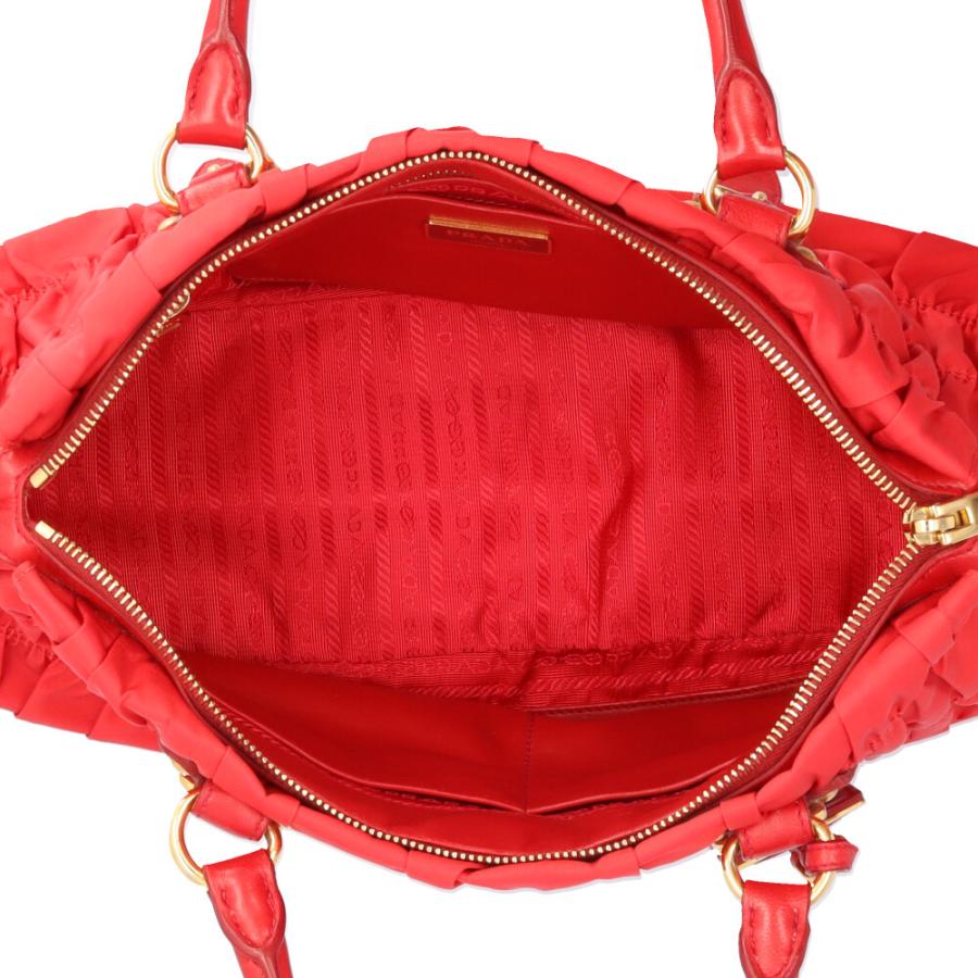 PRADA（プラダ） ギャザー ショルダーバッグ ナイロン BN1407 レッド