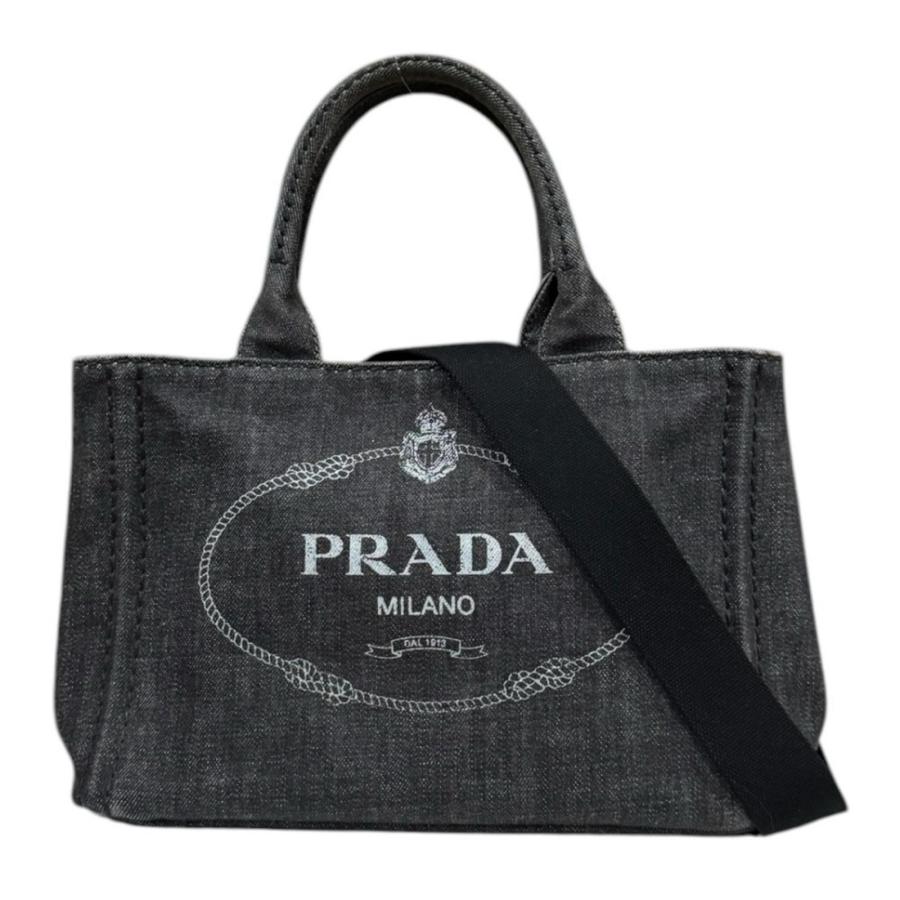 プラダ カナパトートSS ショルダーバッグ デニム 1BG439 ブラック レディース PRADA  中古 PRADA（プラダ） カナパトートSS ショルダーバッグ デニム 1BG439