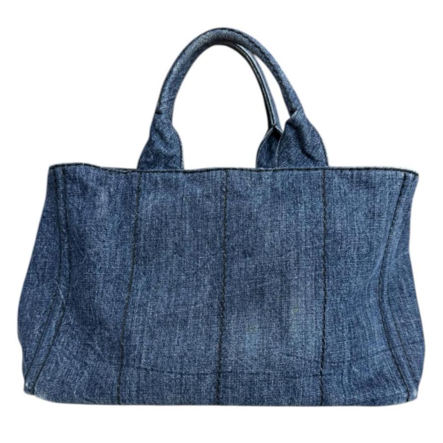 プラダ カナパトートM ショルダーバッグ デニム ブルー レディース PRADA  中古 PRADA（プラダ） カナパトートM ショルダーバッグ デニム ブルー
