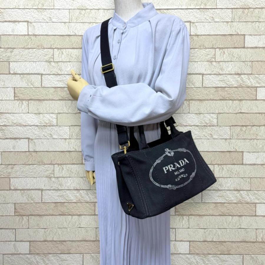 PRADA（プラダ） カナパ ショルダーバッグ キャンバス IBG439 ブラック