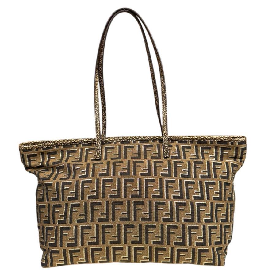 美品 フェンディ キャンバス ハンドバッグ ズッカ ブラウン FENDI（フェンディ） ズッカ トートバッグ キャンバス 8BH185 ブラウン